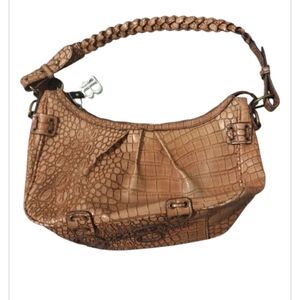 Jessica Simpson Tan Hobo Shoulder Bag with Crocodile Texture